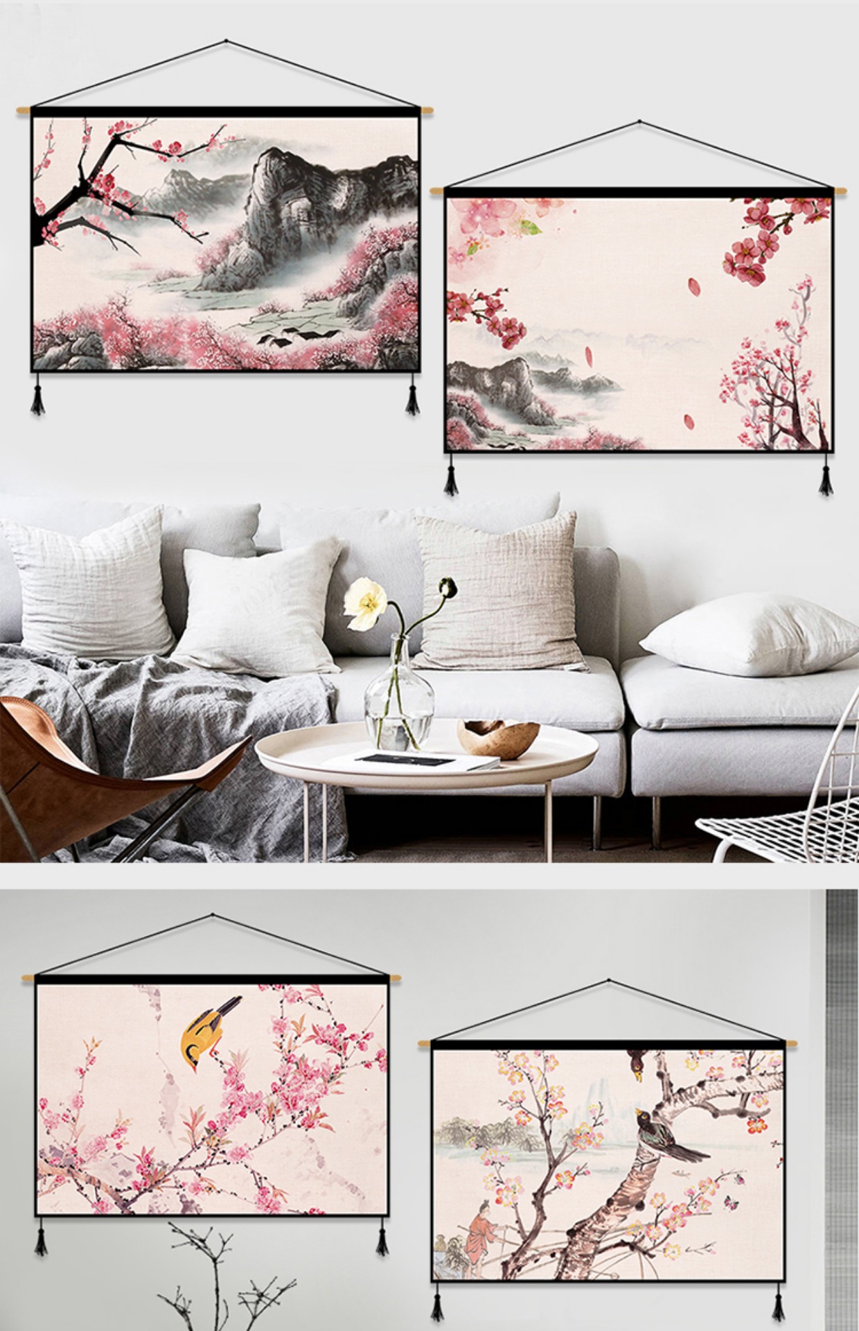Hoa mận sơn mới Trung Quốc hiên trang trí bức tranh Trung Quốc phong cách hiện đại Zen tranh tường phòng khách phòng ngủ tấm thảm không khung thảm treo tường decor
