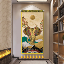 Light luxury elephant entrance restaurant tapestry ethnic style bedroom bedside fabric hanging painting home stay background wall decorative painting