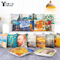 Van Gogh oil painting square pillow Monet sofa pillow living room pillow bedside backrest ins Nordic cushion waist bag