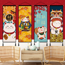 Japanese-style cloth decorative painting Restaurant Lucky Cat Tapestry Restaurant Hanging painting Sushi restaurant Izakaya hanging flag