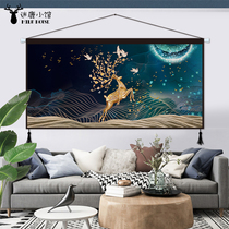 Oil Painting Elk Deer Nordic Cloth Art Hanging Drawing Living Room Background Painting Bedroom Bedside Decorative painting Restaurant Hanging Cloth Tapestry Custom