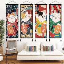 Day style and style and cloth art decoration painting material store Merchants Cat Tapestry Tapestry Restaurant Hanging Painting Sushi store Wine House Hanging Banner