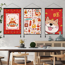 Cute Wangcai decorative painting tapestry ins background wall hanging cloth background cloth Meter box occlusion cloth hanging painting frameless