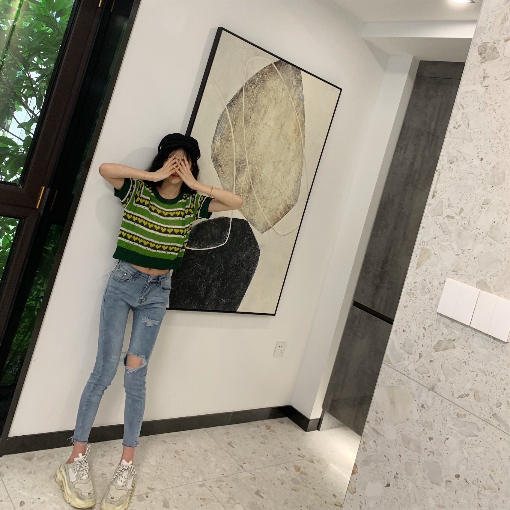 chic trendy slimming ripped jeans for women 2021 Spring and Autumn, Hyuna style 9-inch pants from Dongdaemun, South Korea pic 47