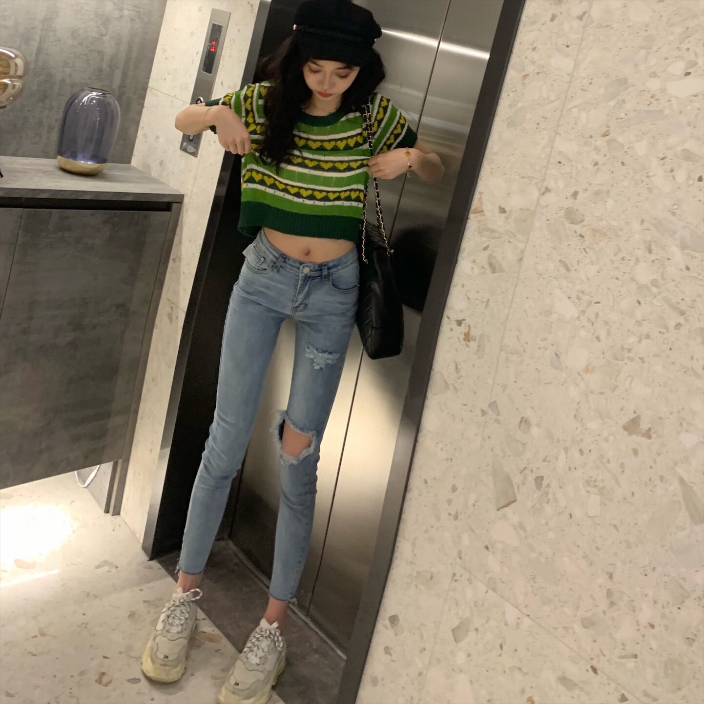 chic trendy slimming ripped jeans for women 2021 Spring and Autumn, Hyuna style 9-inch pants from Dongdaemun, South Korea pic 59
