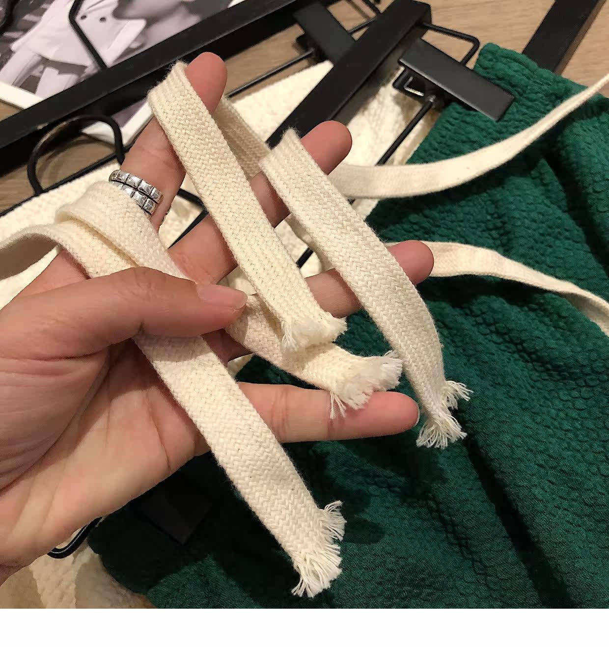 泡泡纱抽绳阔腿长裤2022春装新款直筒宽松高腰垂感显瘦长裤详情33