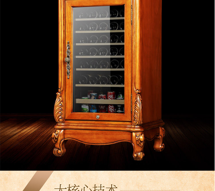 tủ rượu bằng gỗ Zunbao BJW-95 rắn gỗ tủ rượu nén tủ rượu tủ nhiệt tủ rượu vang châu Âu tủ rượu hiện đại tối giản cửa kính tủ rượu malloca