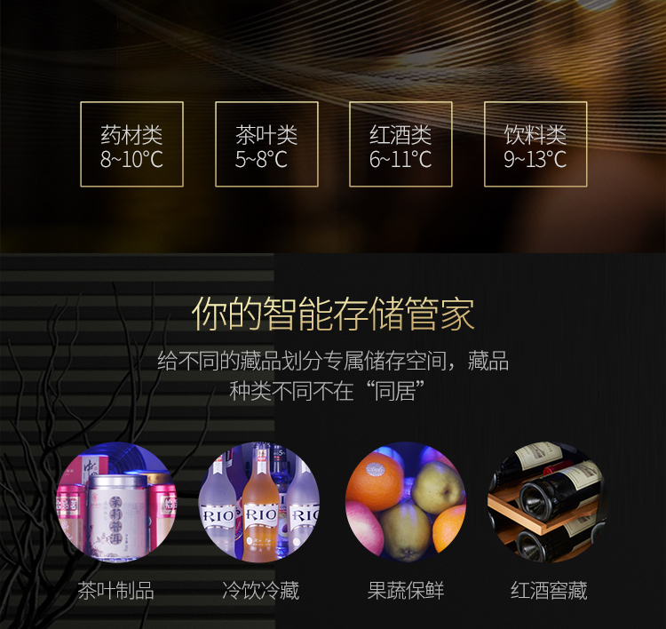 tủ để rượu vang Máy nén Zunbao BJ-66 nhiệt độ không đổi và độ ẩm nhiệt độ gấp đôi nhiệt độ hai cánh cửa tủ rượu - Tủ rượu vang tủ rượu góc tường đẹp
