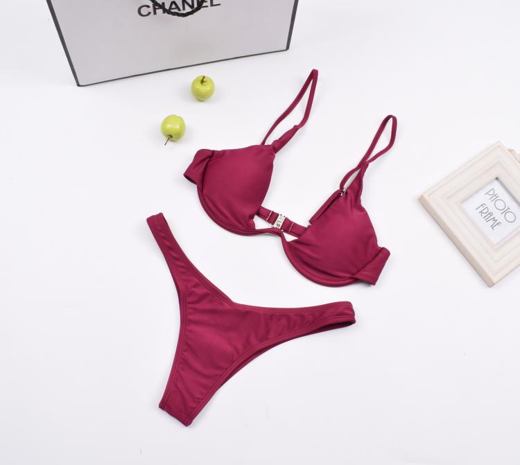 Bikini ngực nhỏ thu thập tam giác retro BIKINI thép vòng ngực lớn gợi cảm chia áo tắm bãi biển phụ nữ - Bikinis ao tam xuan thu