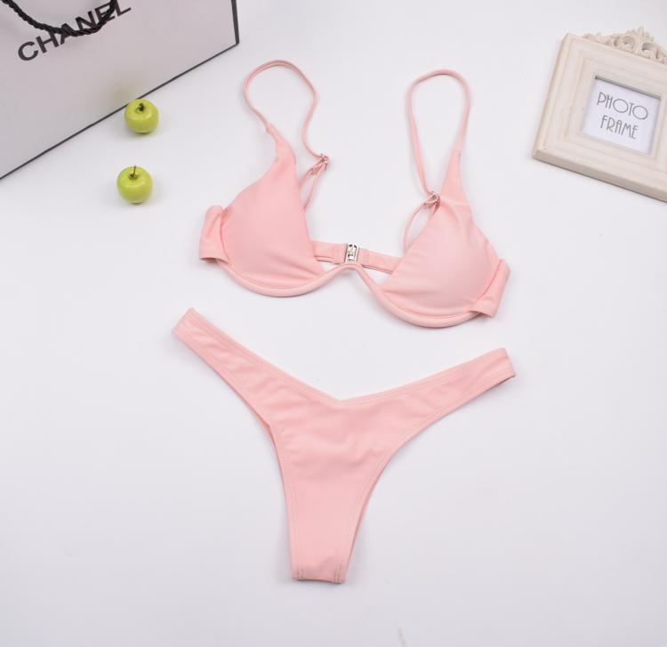 Bikini ngực nhỏ thu thập tam giác retro BIKINI thép vòng ngực lớn gợi cảm chia áo tắm bãi biển phụ nữ - Bikinis ao tam xuan thu