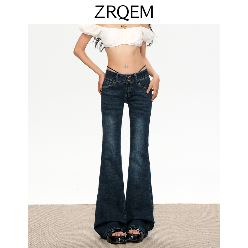 American Retro Low-Waist Flared Jeans for Women 2026 New Double-Button Design Slim Fit Bell-Bottom Pants American Retro Low-Waist Flared Jeans for Women 2026 New Double-Button Design Slim Fit Bell-Bottom Pants