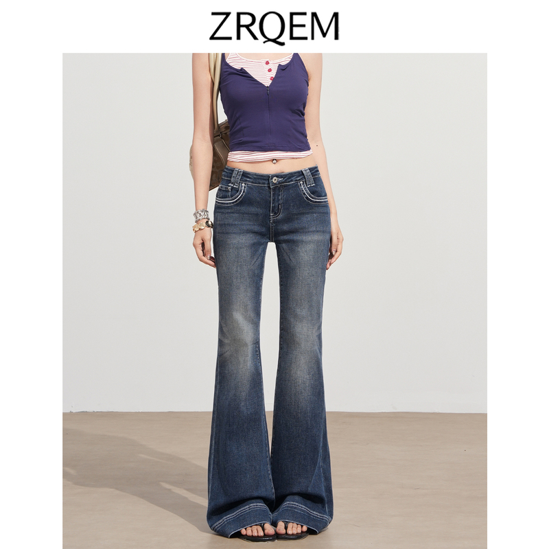Petite Low-Rise Flared Jeans for Women 2026 New Slim Fit Stretchy Versatile Non-Tight Bell-Bottom Pants