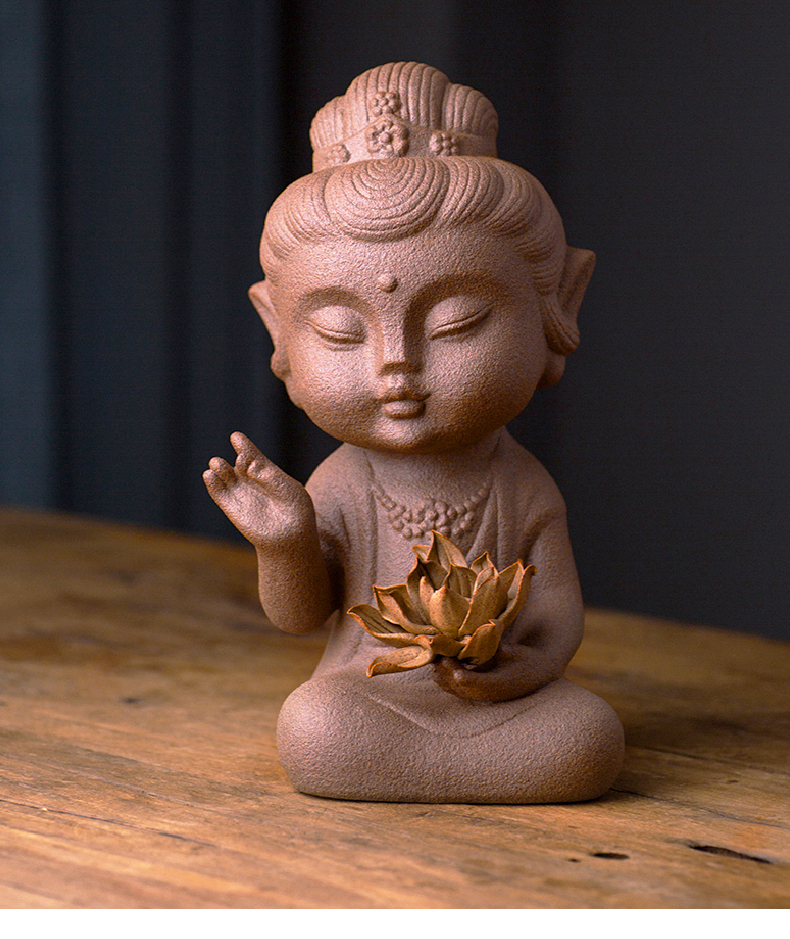 Celadon ceramic zen guanyin Buddha zen furnishing articles with lotus boutique, lovely Buddha zen study home furnishing articles