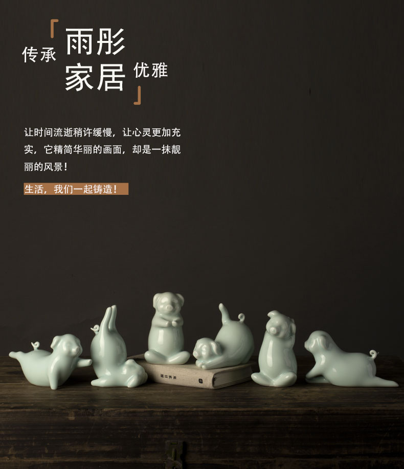 Soft outfit furniture green glaze ceramic creative modern decorative home outfit pig pig ceramic furnishing articles furnishing articles yoga