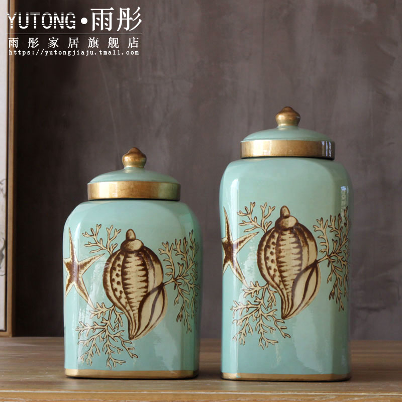 Rain tong home | jingdezhen ceramics European paint painting underwater world ceramic pot home decoration furnishing articles