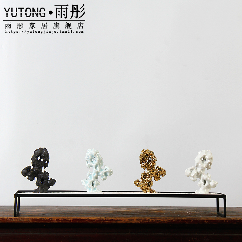 Light the key-2 luxury of rockery furnishing articles furnishing articles furnishing articles of key-2 luxury delicate rockery ceramic four - color example room study ceramic rockery