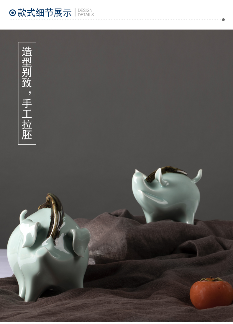 Jingdezhen ceramic pig furnishing articles celadon porcelain home sitting room ark adornment handicraft creative desktop furnishing articles