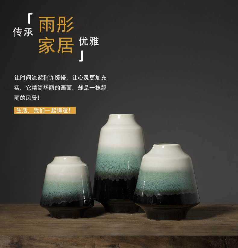 Modern new Chinese ceramic vase living room table antique Japanese teahouse adornment zen flower arranging porch place