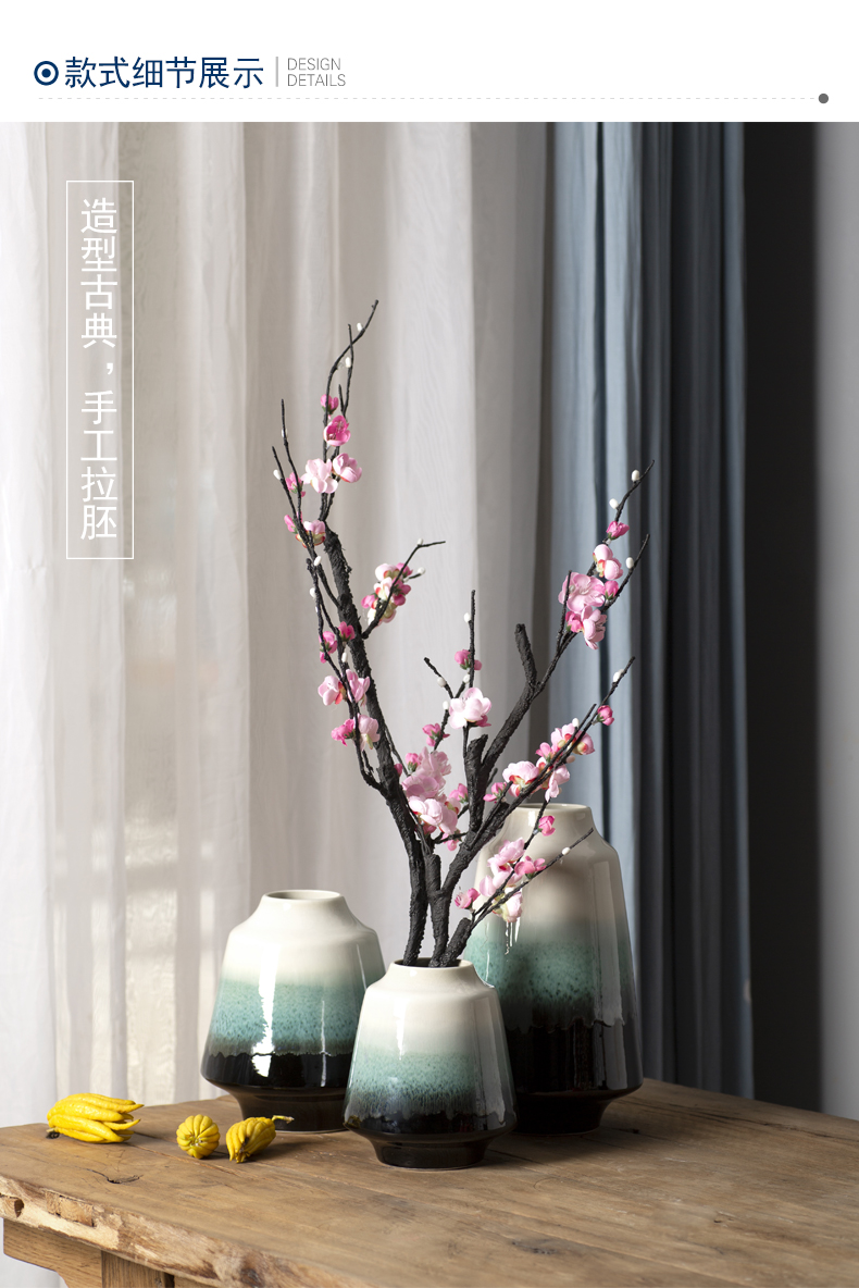 Modern new Chinese ceramic vase living room table antique Japanese teahouse adornment zen flower arranging porch place