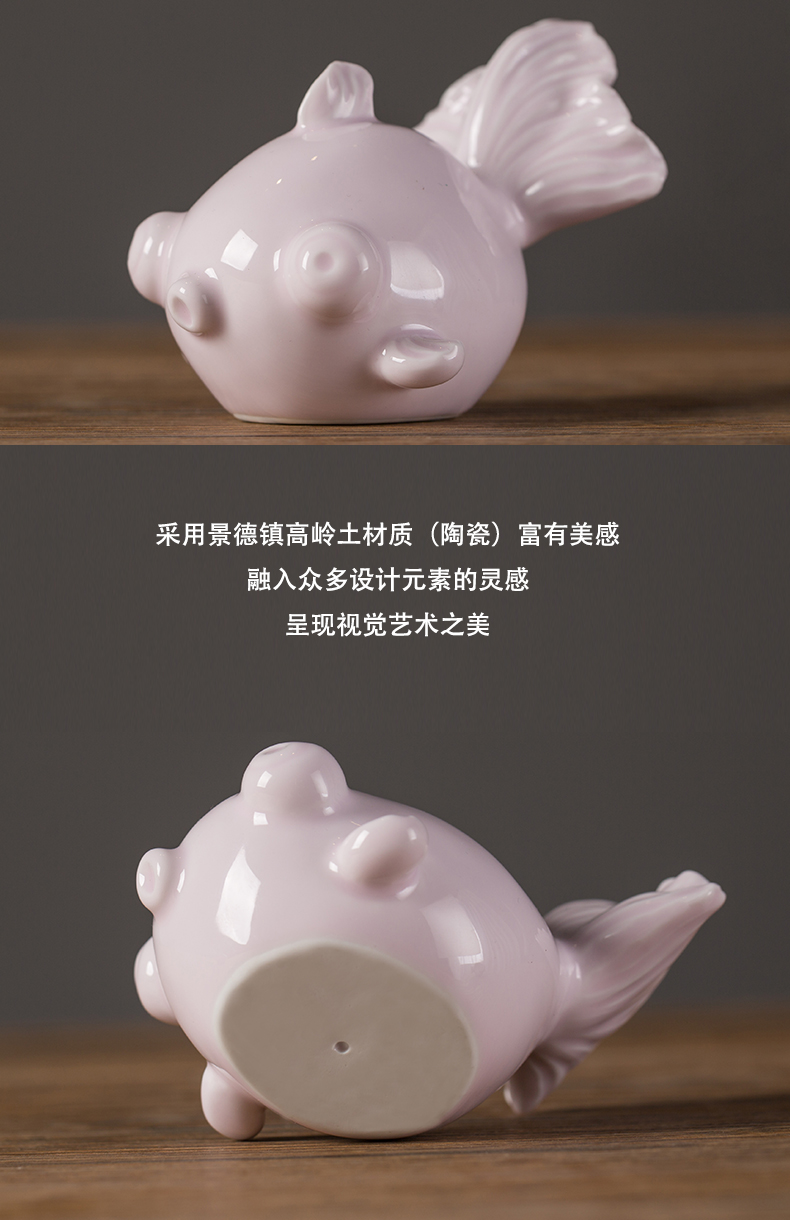 The tong household powder glaze year after year have fish soft outfit furniture green glaze ceramic creative modern decoration home outfit fish furnishing articles