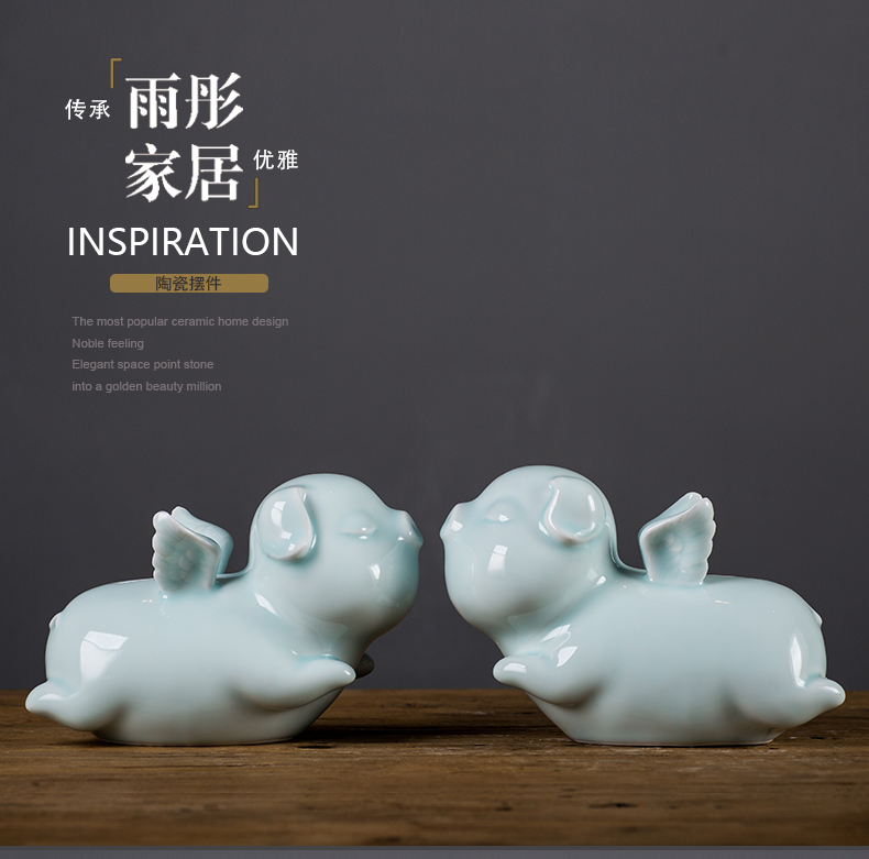 Jingdezhen ceramic angel pig furnishing articles piggy bank receiver manual lovers wedding holiday gifts creative gift