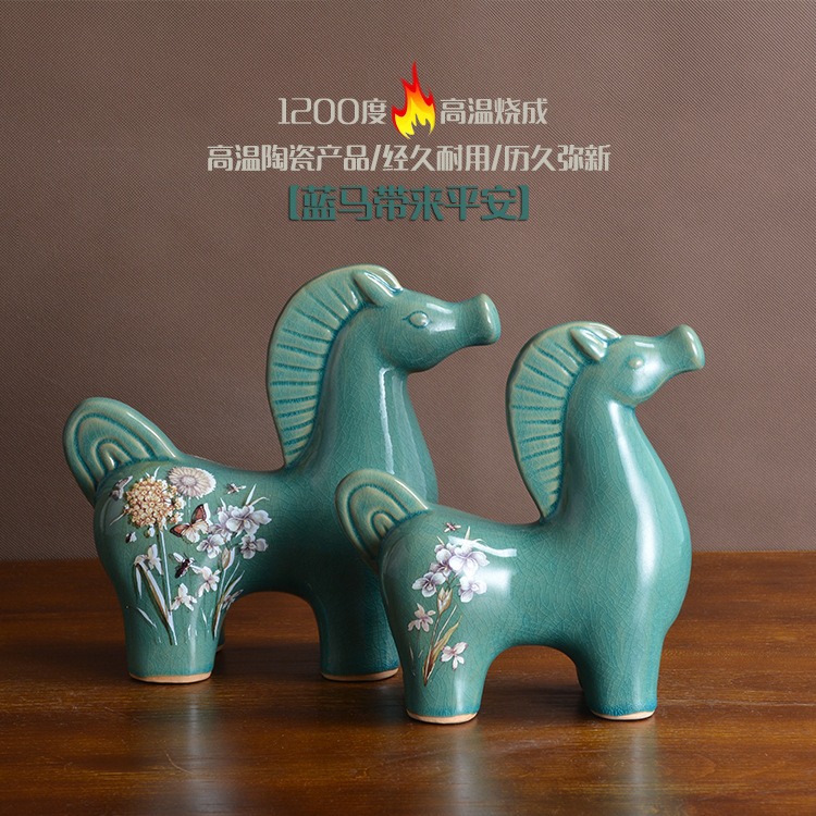 Rain tong ceramic desktop animal furnishing articles about horse horse Nordic household ceramics handicraft decoration the opened a housewarming gift