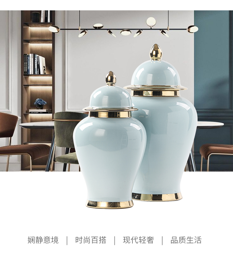 Jingdezhen creative the general pot of furnishing articles of modern new Chinese style porch ark, dried flower vase decoration home decoration