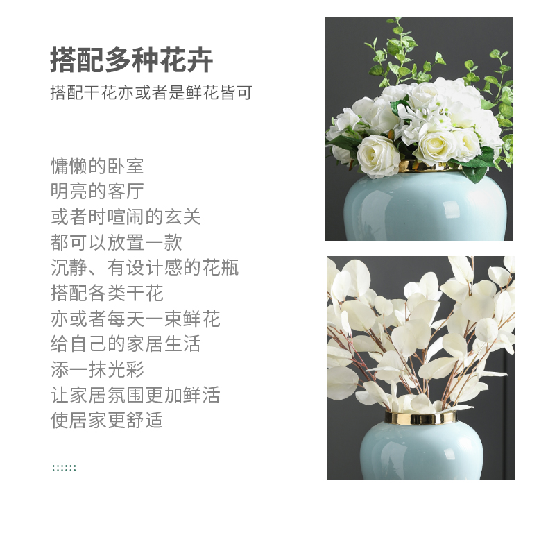 Jingdezhen creative the general pot of furnishing articles of modern new Chinese style porch ark, dried flower vase decoration home decoration