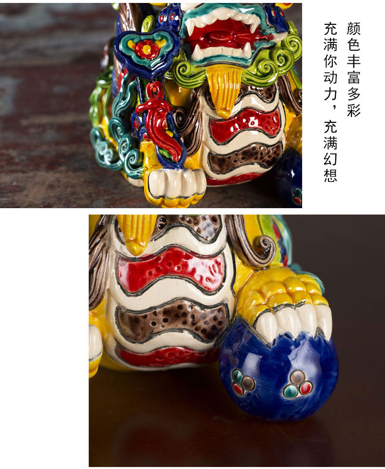 Jingdezhen ceramic craft, the mythical wild animal household decoration furnishing articles, the mythical wild animal porch display