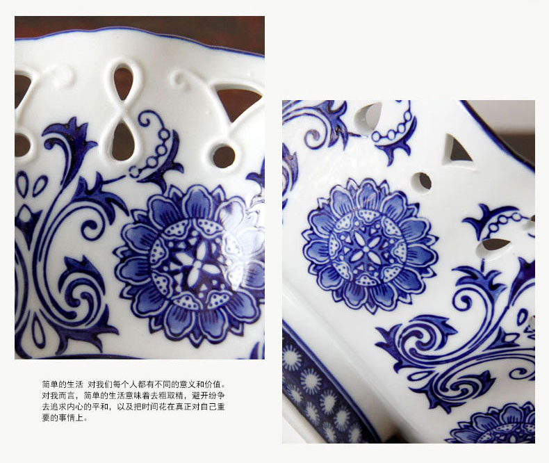 Jingdezhen porcelain ceramic compote hollow out fruit bowl home sitting room adornment large - sized snack plate furnishing articles