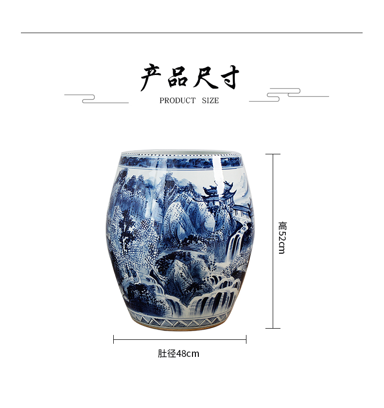 Jingdezhen ceramic painting and calligraphy cylinder hand - made of blue and white porcelain antique calligraphy and painting porcelain painting cylinder tube to receive a large scroll cylinder study