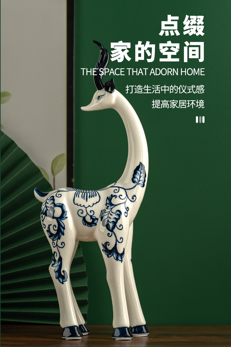 Ceramic sika deer furnishing articles creative gift sitting room TV ark, wine home decoration crafts home furnishing articles