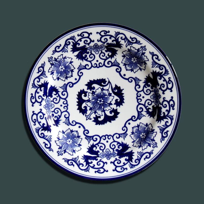 Jingdezhen blue and white hang dish European Mediterranean blue and white porcelain ceramic decoration plate plate household decoration furnishing articles