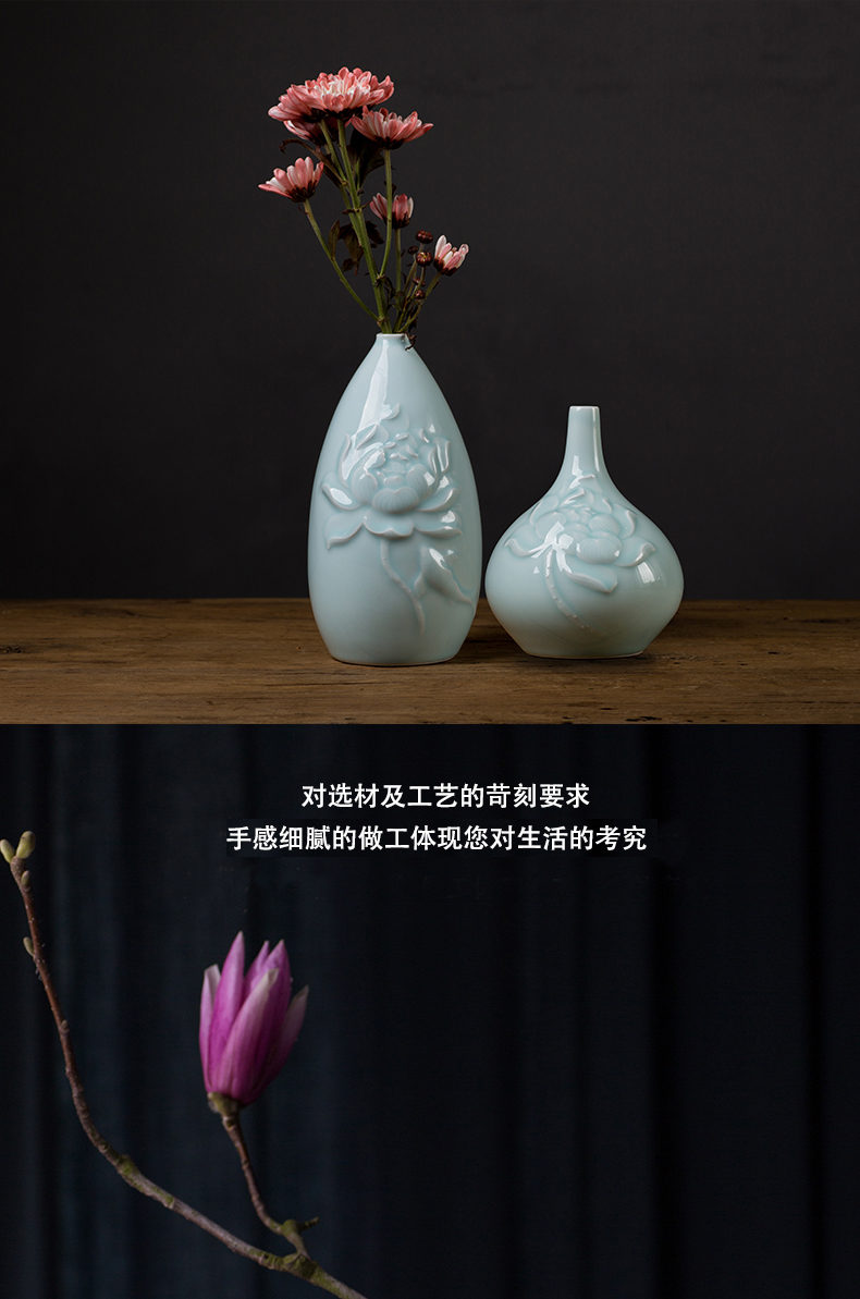 Buddha lotus home sitting room ceramic vase furnishing articles table mesa small pure and fresh flower arranging creative contracted decorate flowers