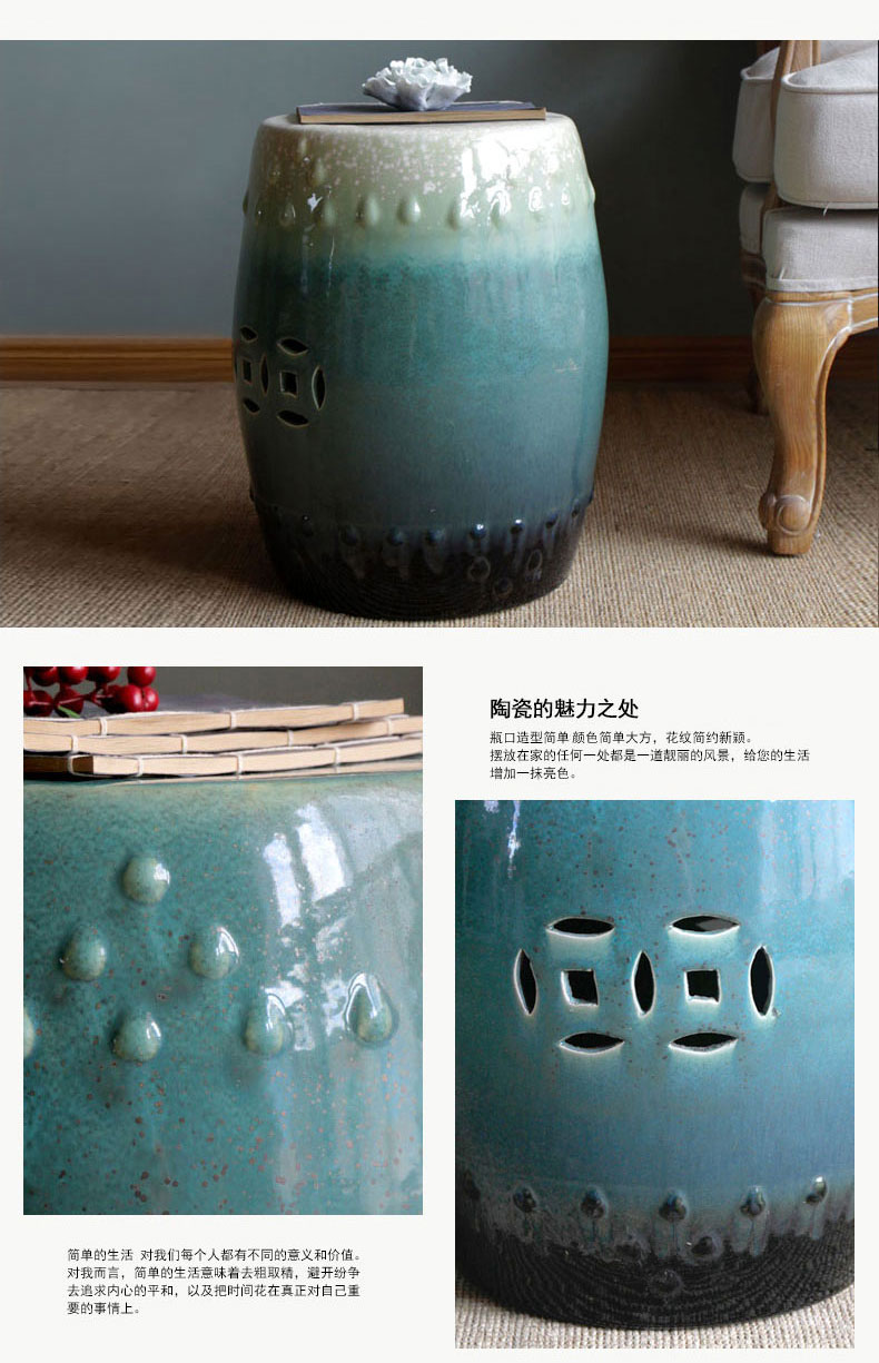 Jingdezhen ceramic furnishing articles of new Chinese style drum who round gradients cold pier sitting room sofa tea table dressing table who