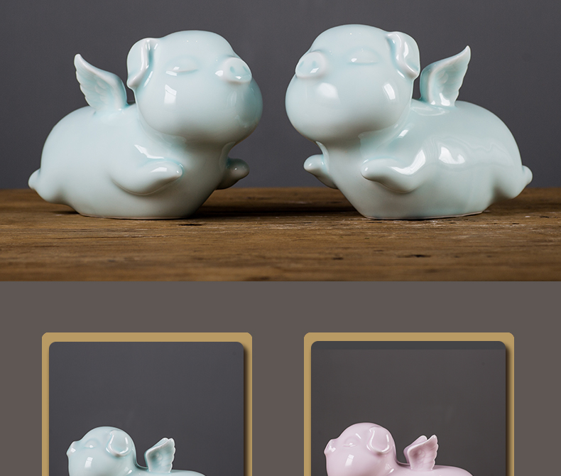 Jingdezhen ceramic angel pig furnishing articles piggy bank receiver manual lovers wedding holiday gifts creative gift