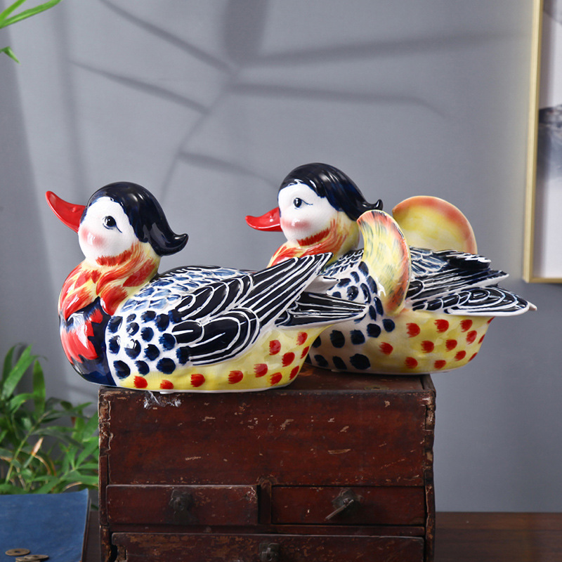 Ceramic yuanyang furnishing articles love creative head of a bed bedroom room decoration decoration of bedroom the head of a bed small wedding gift
