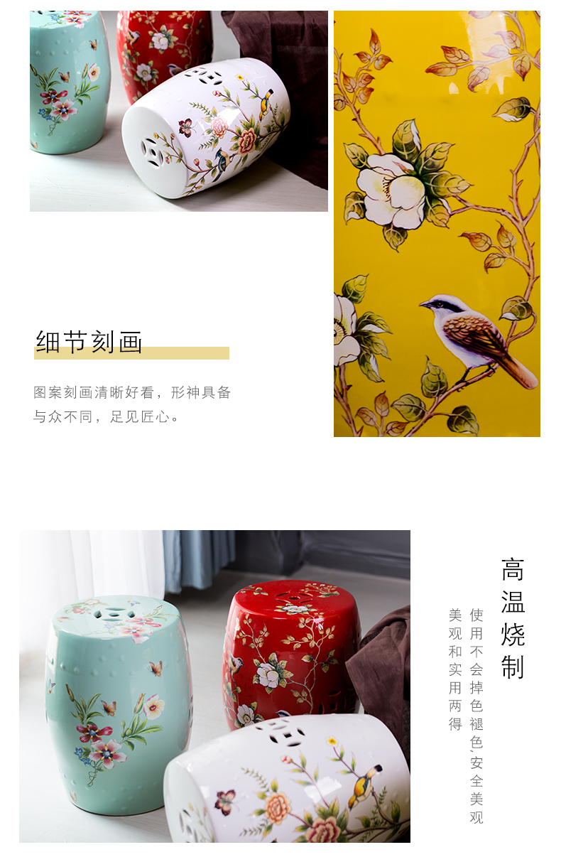 Jingdezhen high temperature ceramic stools home sitting room adornment landing place, a new Chinese style household porcelain sit mound drum who