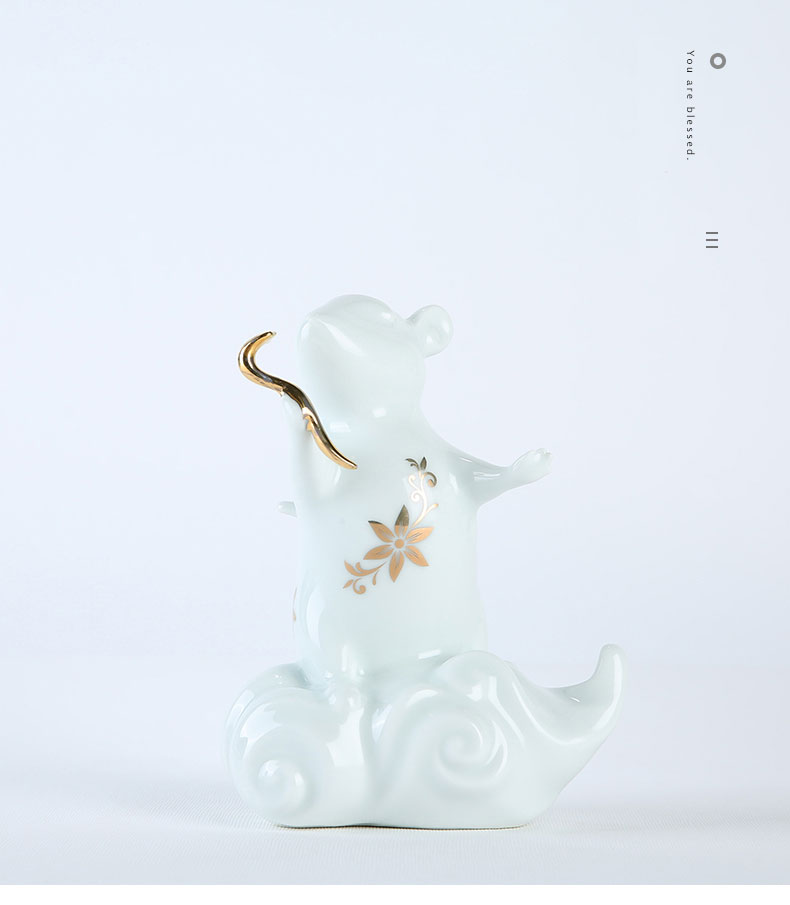 Chinese zodiac mice ceramic furnishing articles furnishing articles xiangyun mice mascot plutus household geomantic