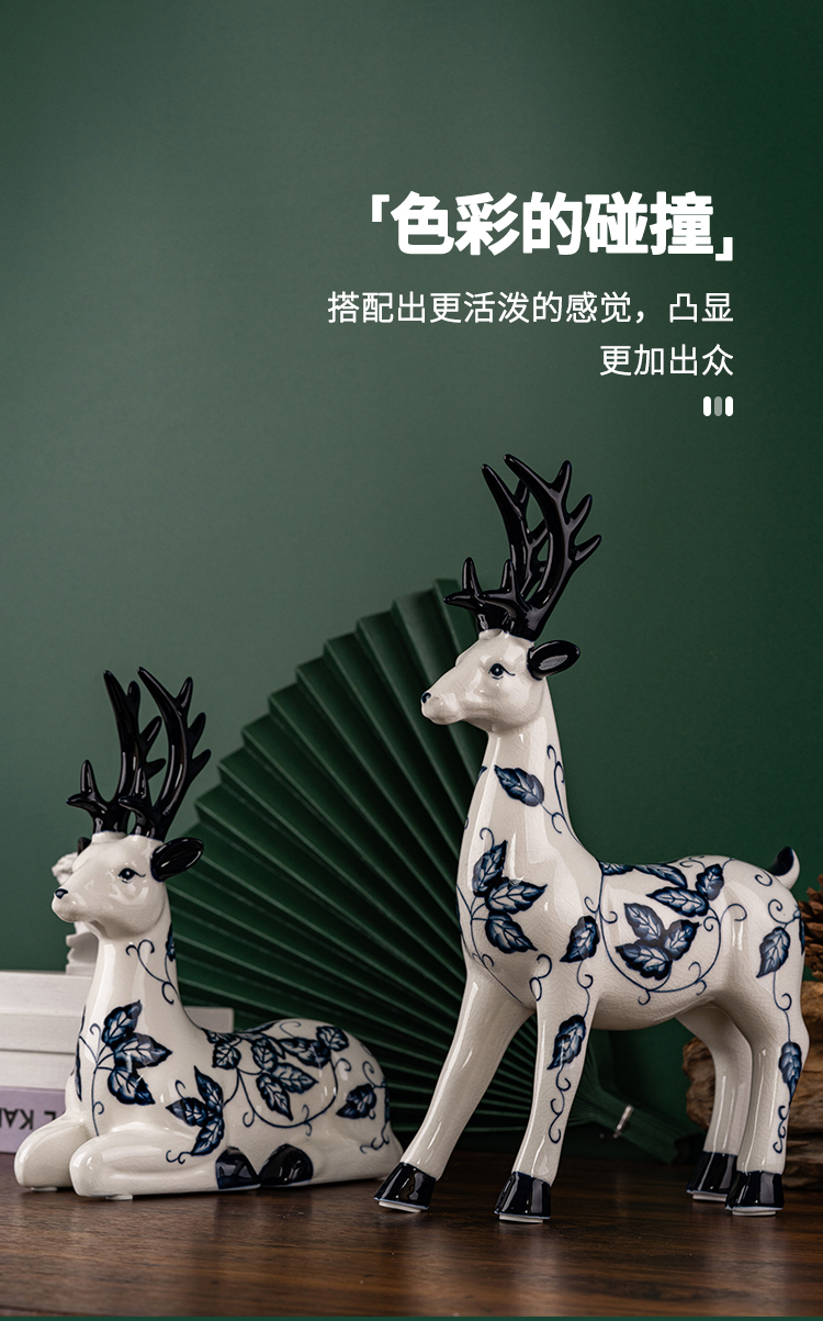 Ceramic sika deer furnishing articles creative gift sitting room TV ark, wine home decoration crafts home furnishing articles