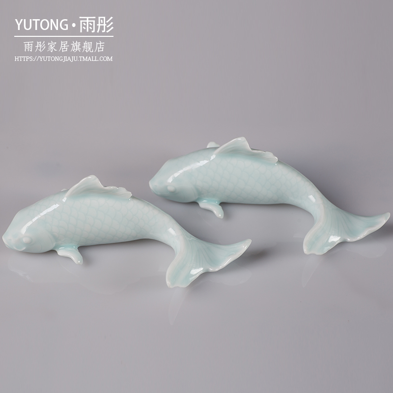 Jingdezhen ceramic fish modern decoration furnishing articles furnishing articles ceramic wall hanging three - dimensional fish home furnishing articles every year