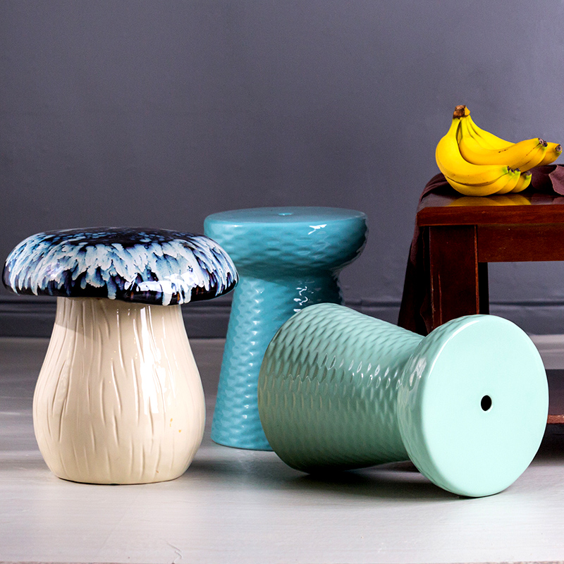 Jingdezhen ceramic furnishing articles sitting room bedroom dresser in shoe drum who chair who mushroom embroidered pier example room decoration