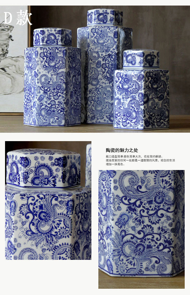 Rain tong home | jingdezhen blue and white porcelain ceramics classic wind and ceramic pot with cover can of furnishing articles