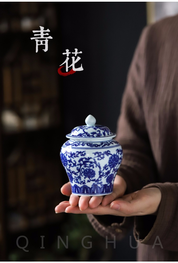 Ceramic tea pot Ceramic seal tank large Chinese style restoring ancient ways household storage tank is red, green and white tea longjing tea