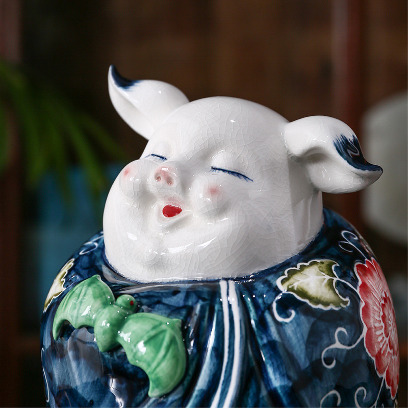 Huai pig piggy bank coloured drawing or pattern retro classic five "series home furnishing articles fine ceramic gifts