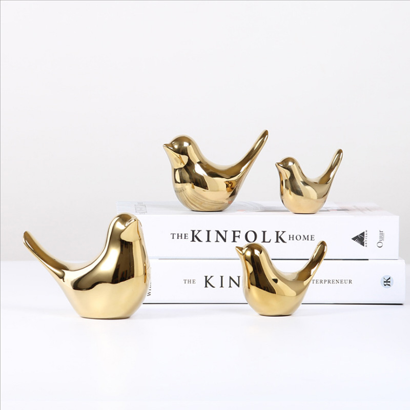 Ceramic creative golden bird furnishing articles sitting room of I and contracted household soft adornment desktop decoration