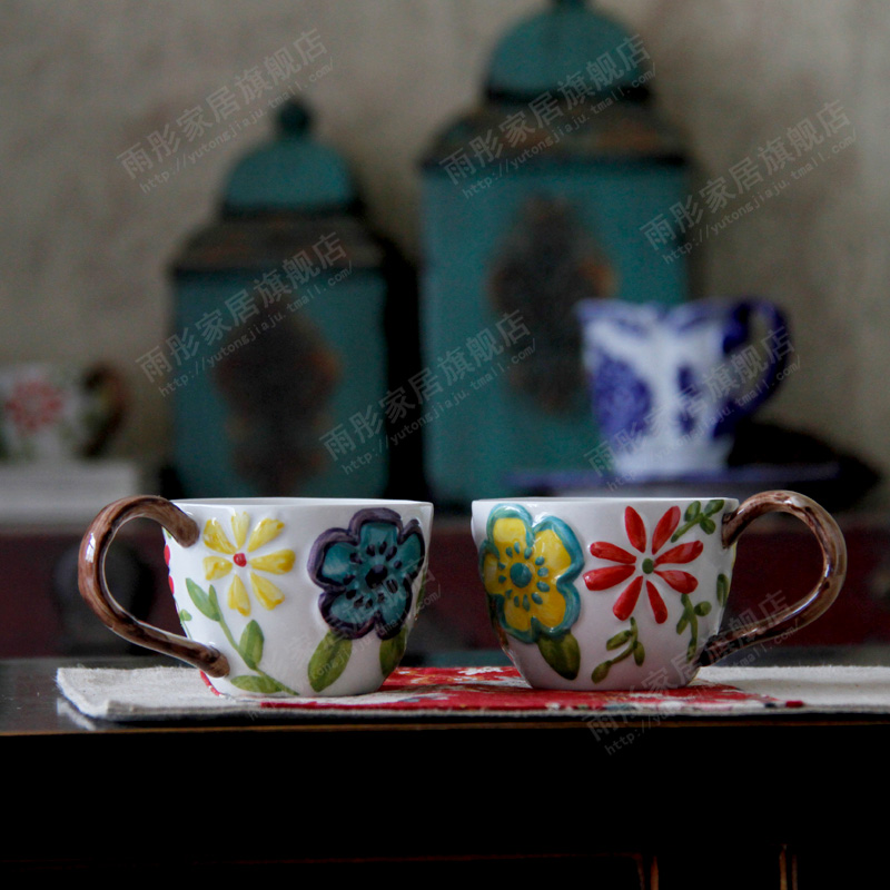 The Mediterranean country rural ikea decoration decoration painting ceramic coffee set suit furnishing articles