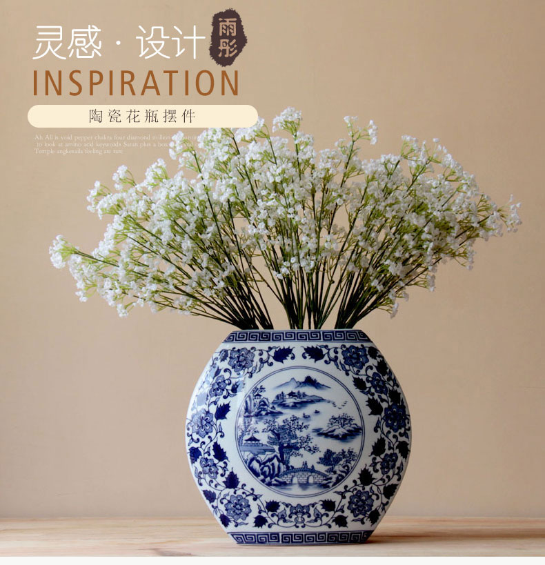 The rain tong home | classic blue and white porcelain creative flower jingdezhen blue and white porcelain home decoration ceramic furnishing articles