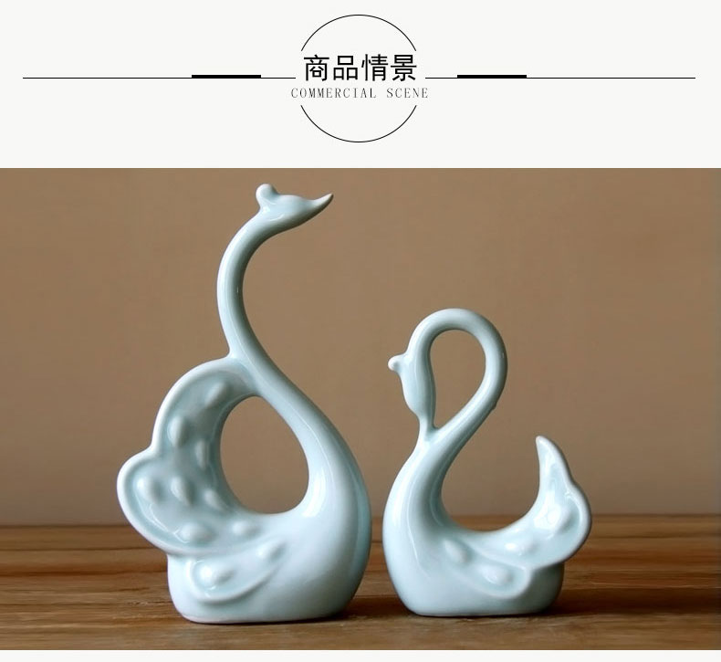 Rain tong home | shadow green porcelain swan furnishing articles home decoration porcelain of jingdezhen ceramics auspicious decoration