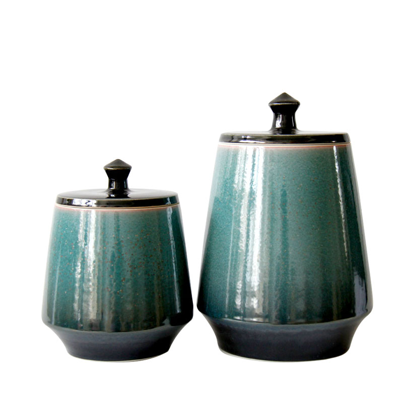 Jingdezhen ceramic furnishing articles checking ceramic up green, high temperature porcelain tea caddy fixings store receives little tea urn